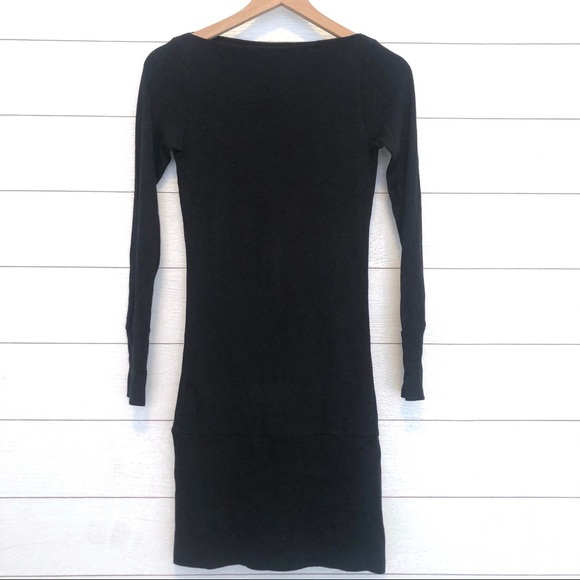 Free People Dresses & Skirts - Free People Fitted Long Sleeve Knit Black Dress